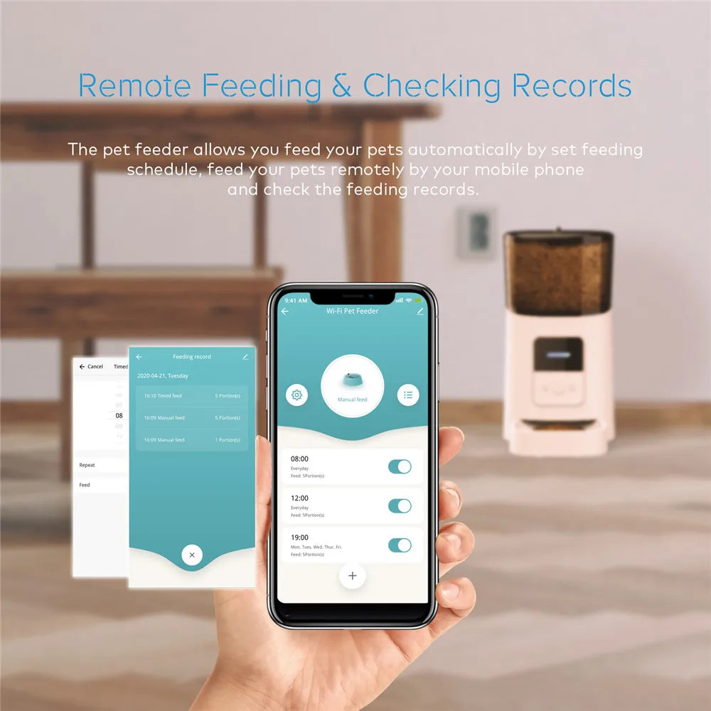 6L Intelligent Wi-Fi Automatic Pet Feeder for Cats and Dogs with APP Timer and Smart Food Dispensing System